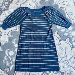 Jessica Howard Dress in Dark Gray and Dark Gold Stripes